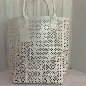 Tory Burch White Laser-Cut Tote